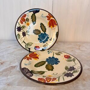 American Simplicity Stoneware 9" Salad Plates Set of 2 Cream Floral Target Home